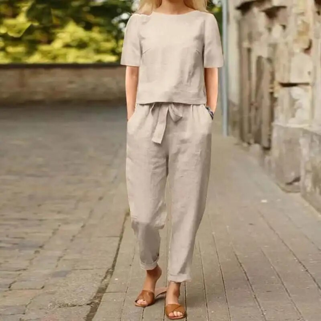 Comfortabele Tweedelige Linnen Set voor Dames