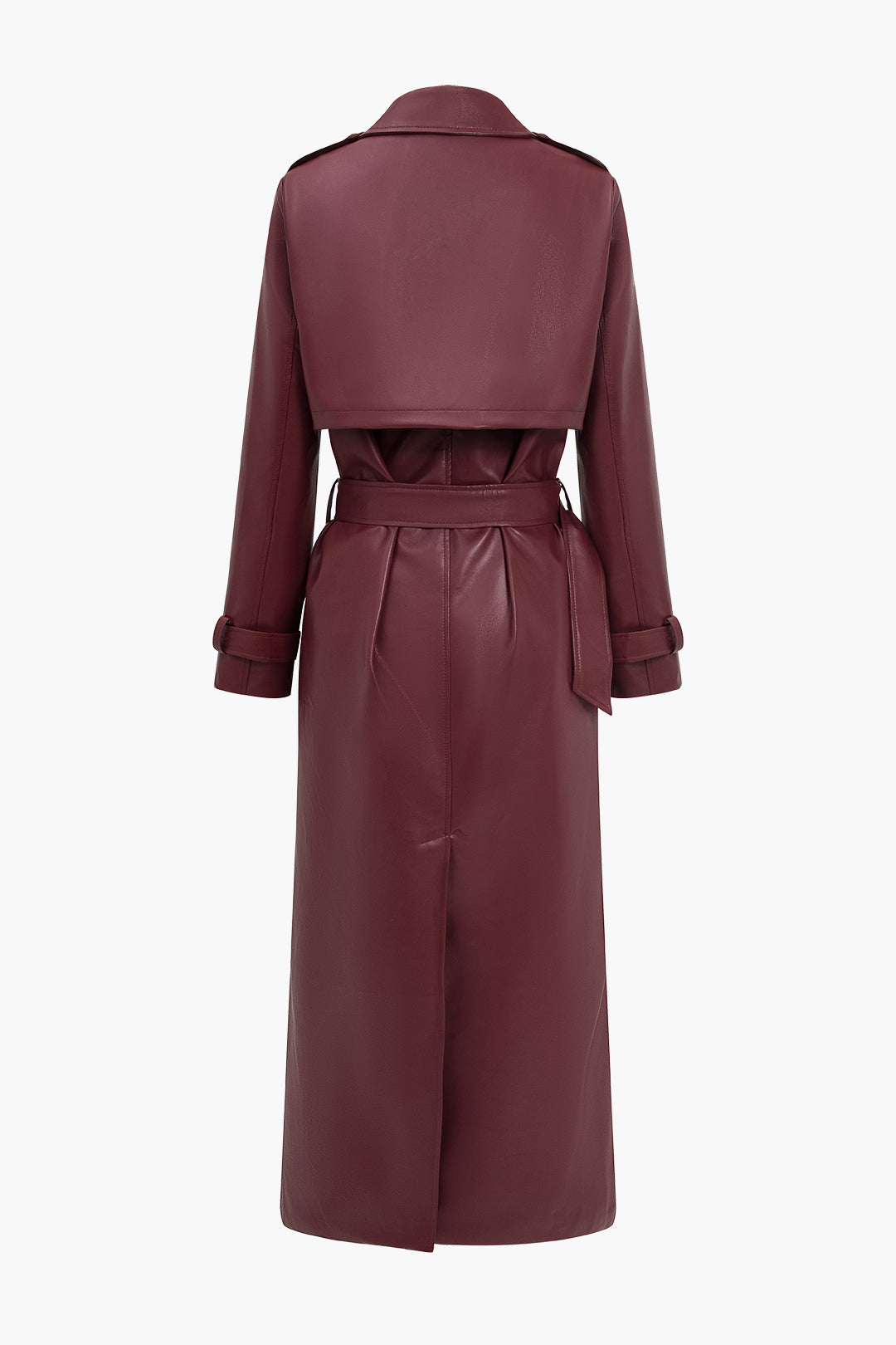 Vevila | Stijlvolle Trenchcoat Dames – Imitatieleer met Ceintuur - Bordeaux en Zwart