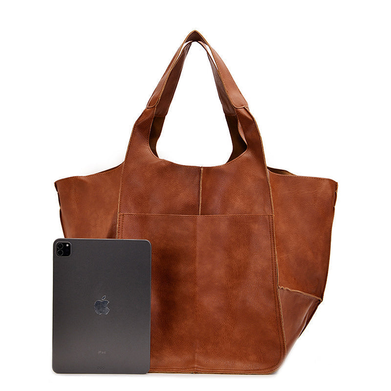 Oversized Leren Vintage Schoudertas