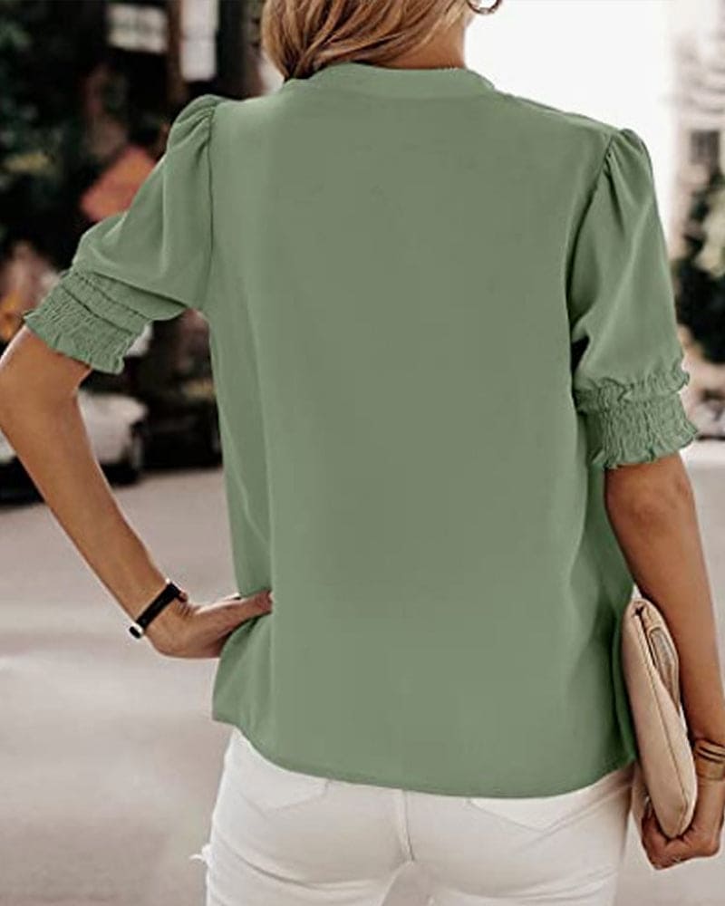 Blouse met Korte Mouwen en V-hals