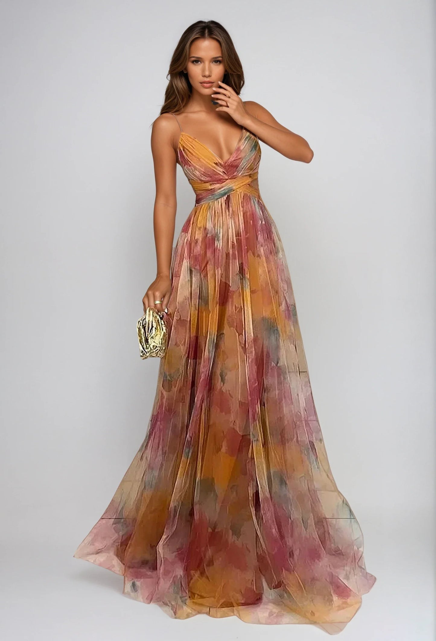 Cheline | Maxi Chiffon Jurk voor Dames - Vloeiend & Romantisch