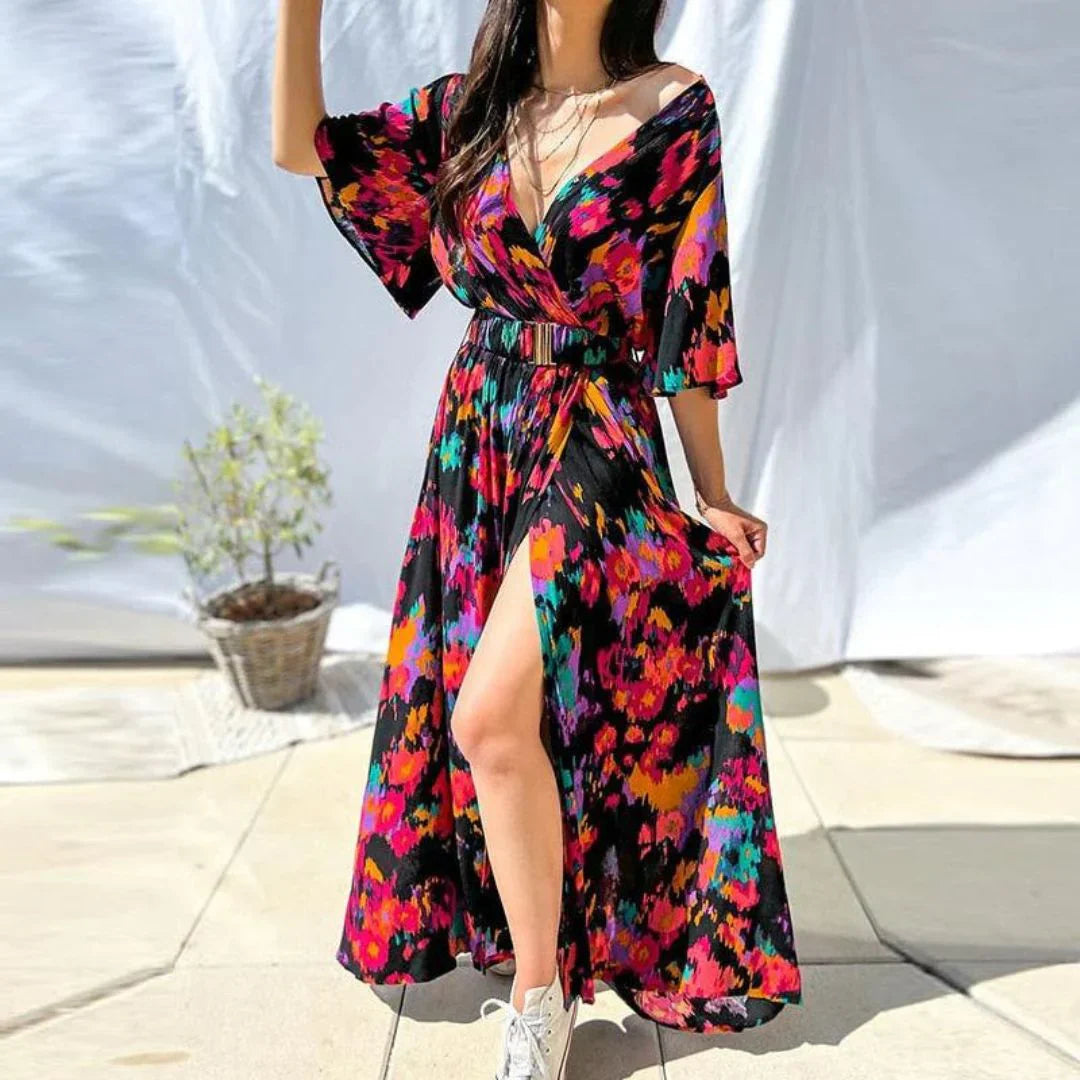 Semmy | Bohemian Maxi Jurk met Hoge Split