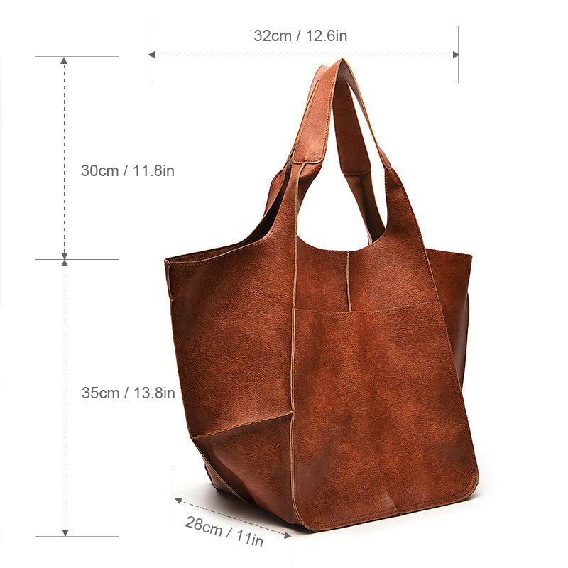 Oversized Leren Vintage Schoudertas