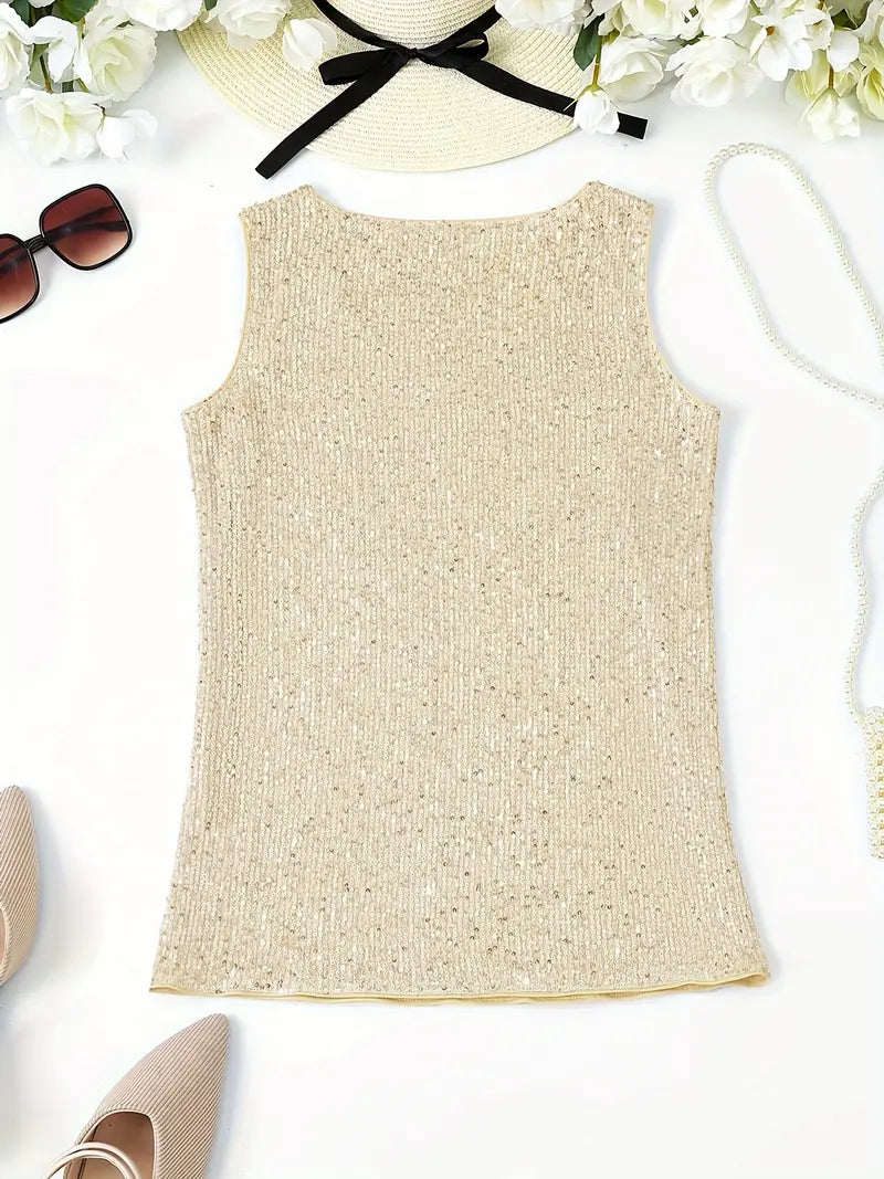 V-Hals Glitter Pailletten Top