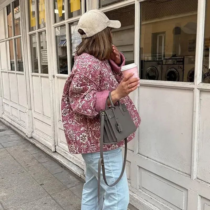 Gewatteerde Jas met Elegante bloemenprint