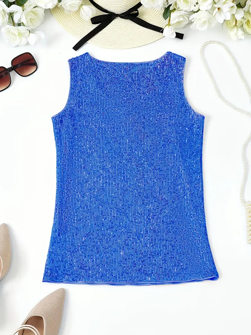 V-Hals Glitter Pailletten Top
