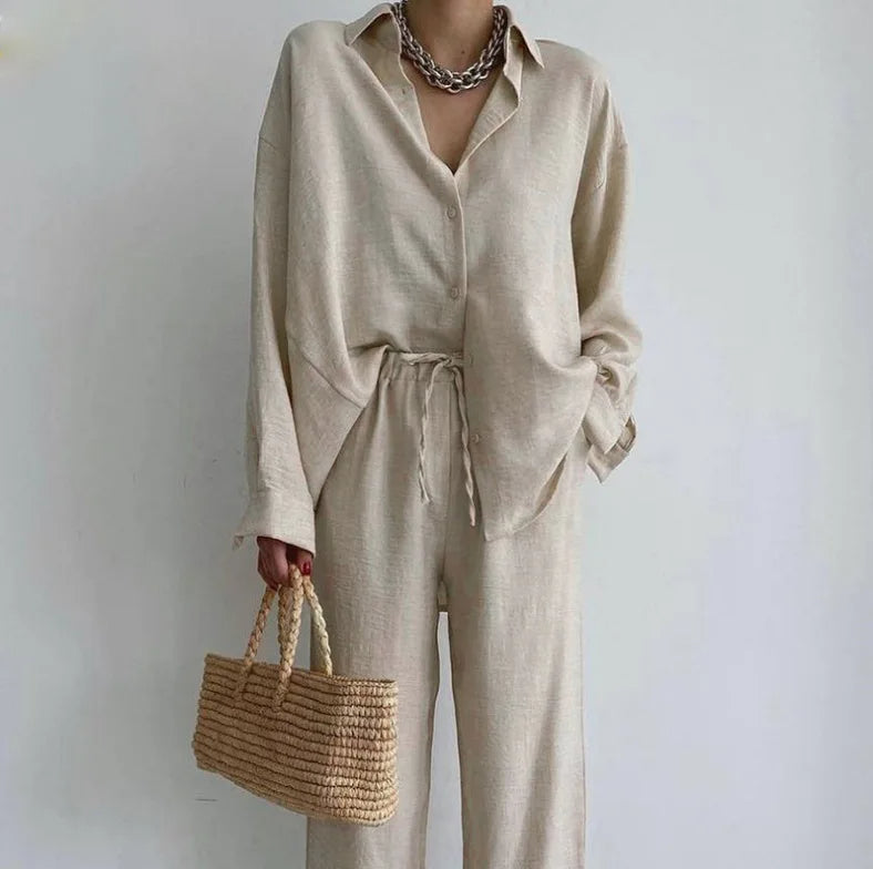 Doutzen | Casual Chic Twee-delig Katoenen Pak Dames