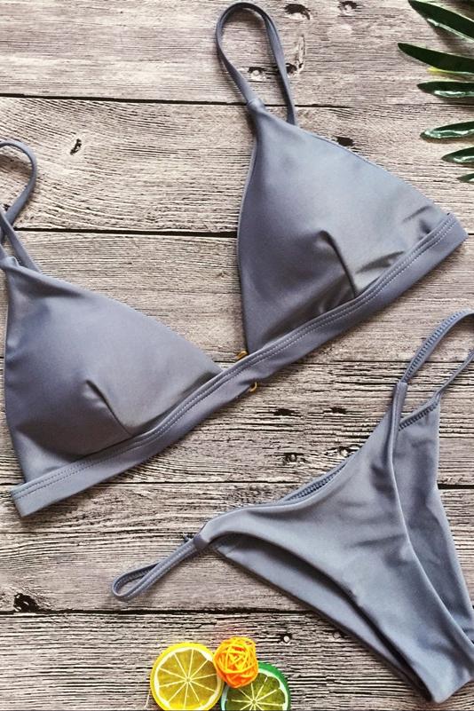 Kiley Grijze Bikini Dames – Hoge Snit & Brazilian Slip