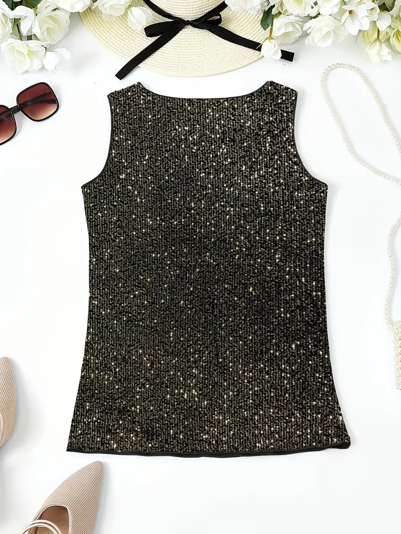 V-Hals Glitter Pailletten Top