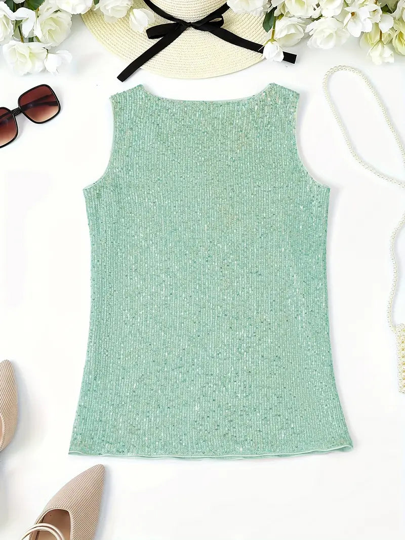 V-Hals Glitter Pailletten Top
