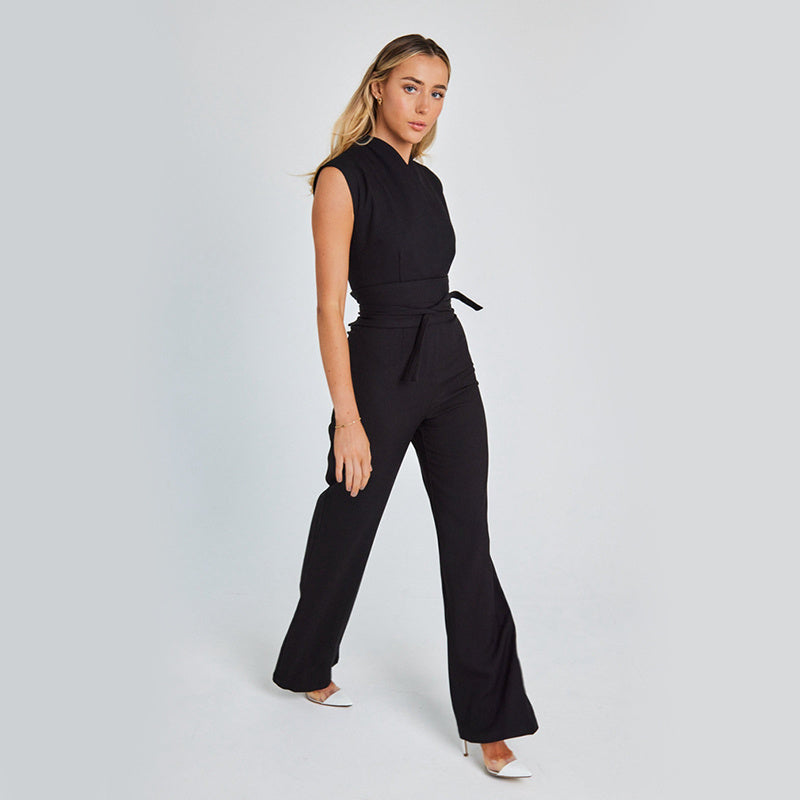 Roselin | Elegante Mouwloze Jumpsuit met Strikceintuur