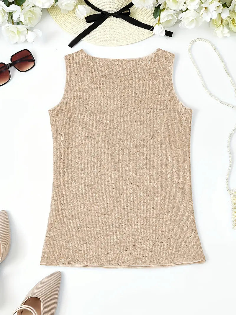 V-Hals Glitter Pailletten Top
