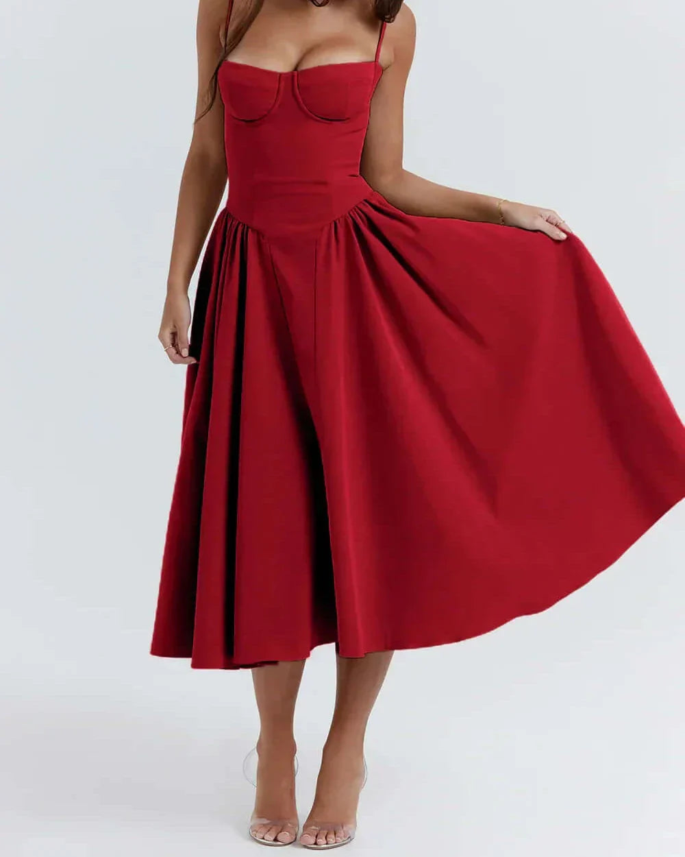 Stijlvolle Midi Jurk met Corset
