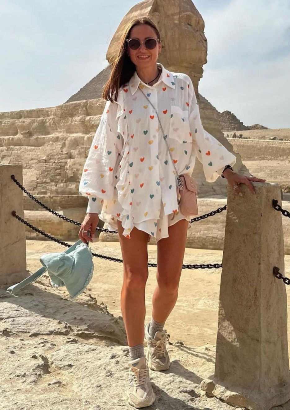 Jenika | Loungewear Set van Katoen met Hartjes Print - Zomers & Stijlvol