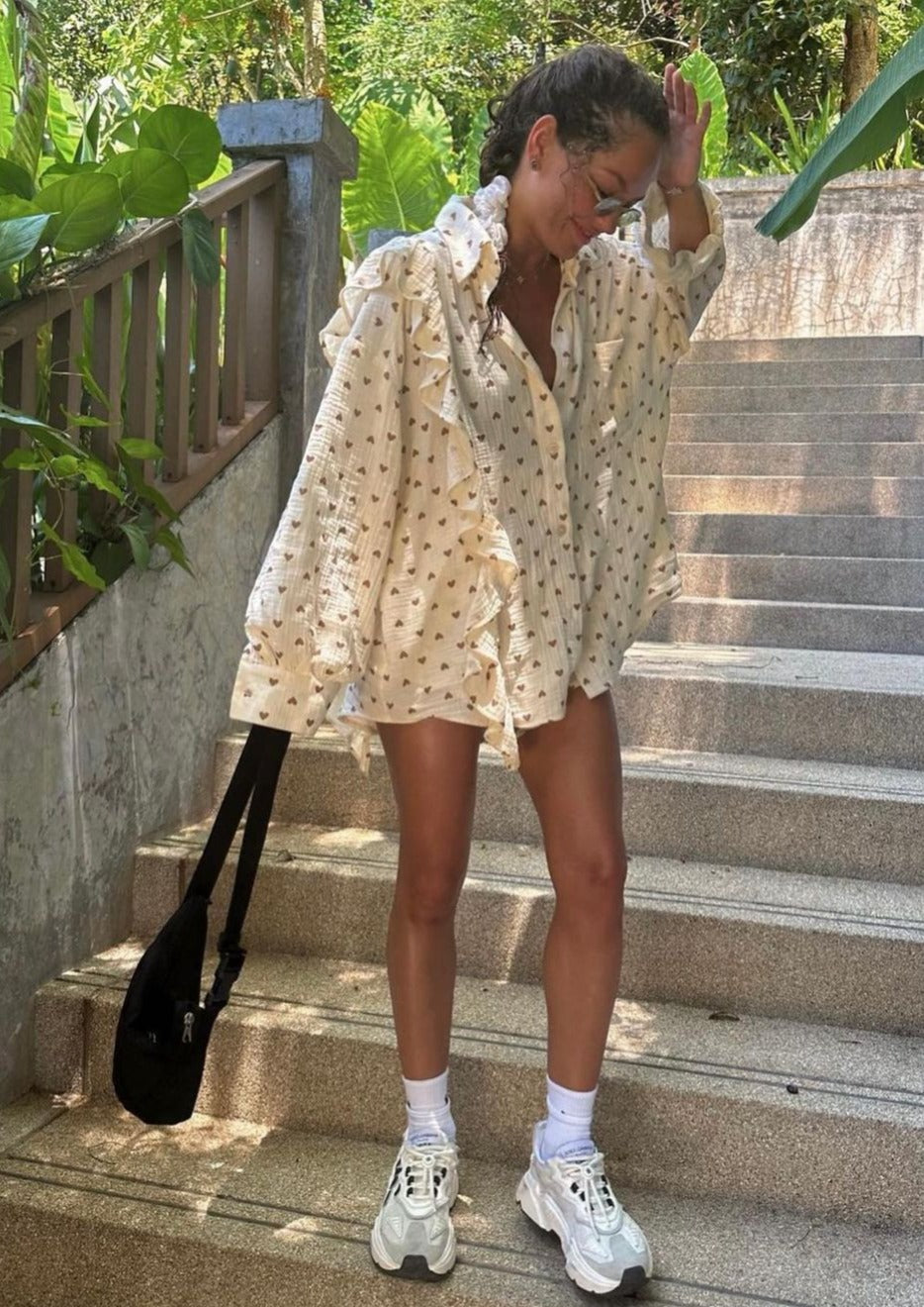 Musiala | Katoenen Set met Hartjes Print – Tweedelige Set Dames