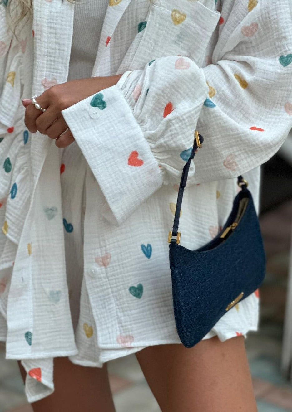 Jenika | Loungewear Set van Katoen met Hartjes Print - Zomers & Stijlvol