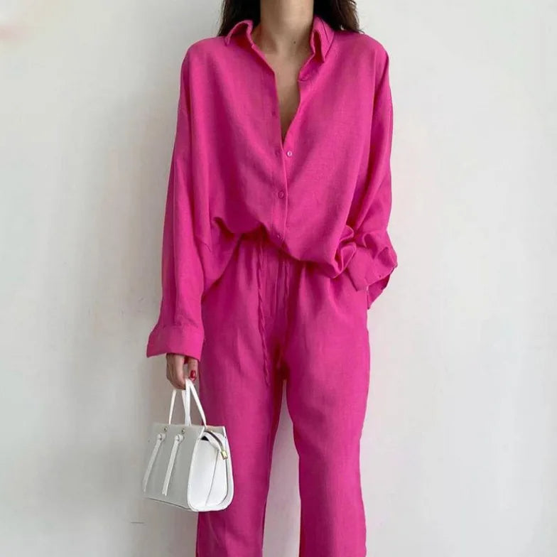 Doutzen | Casual Chic Twee-delig Katoenen Pak Dames