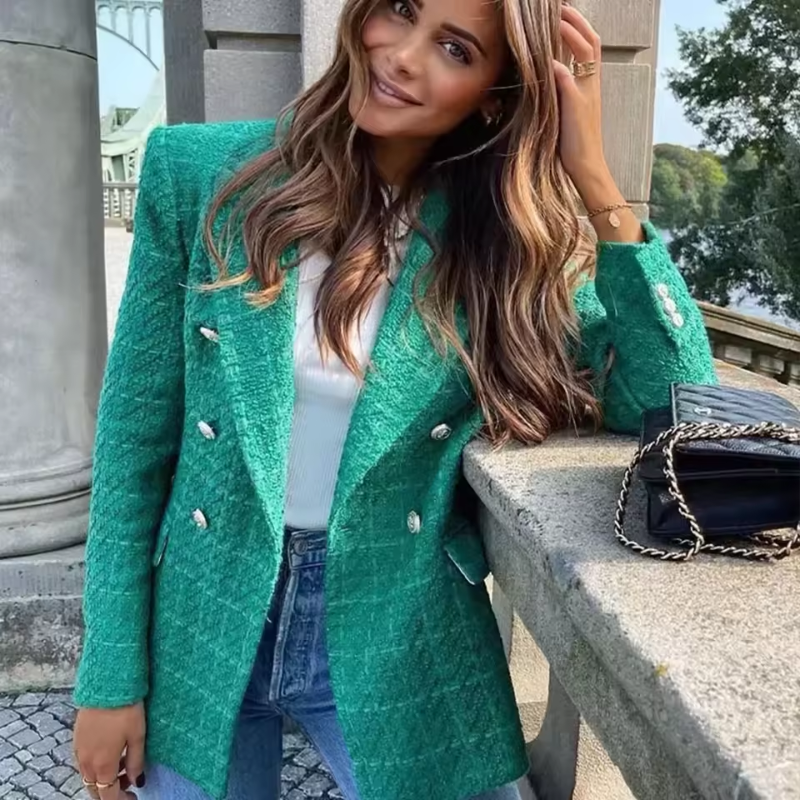 Elcke | Dames Blazer met Reverse Kraag en Elegante Knopen