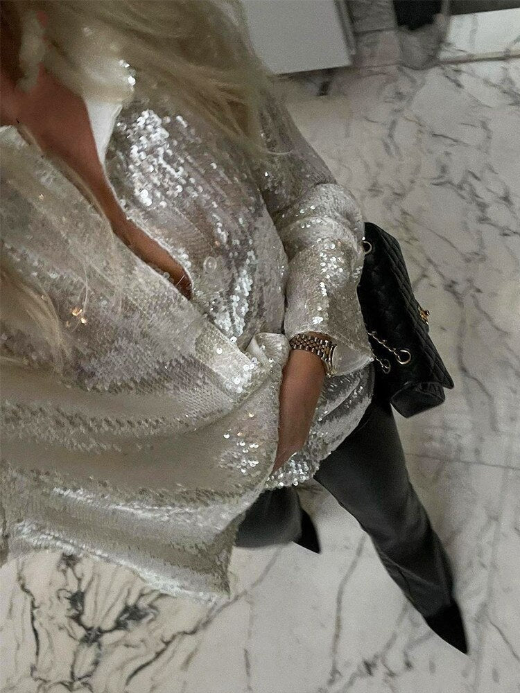 Liz | Oversized Glitter Blouse