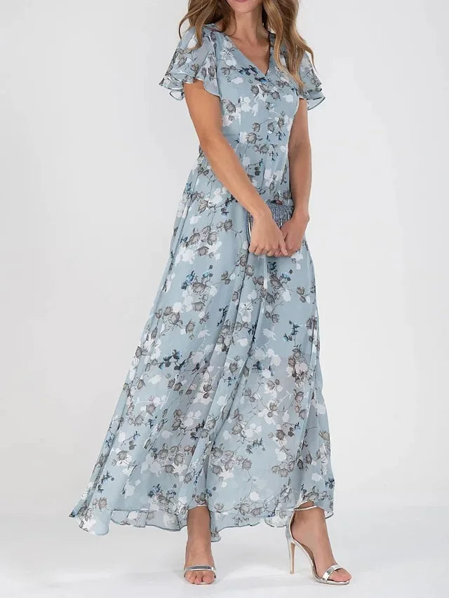 Loraina | Elegante Bloemige Chiffon Jurk