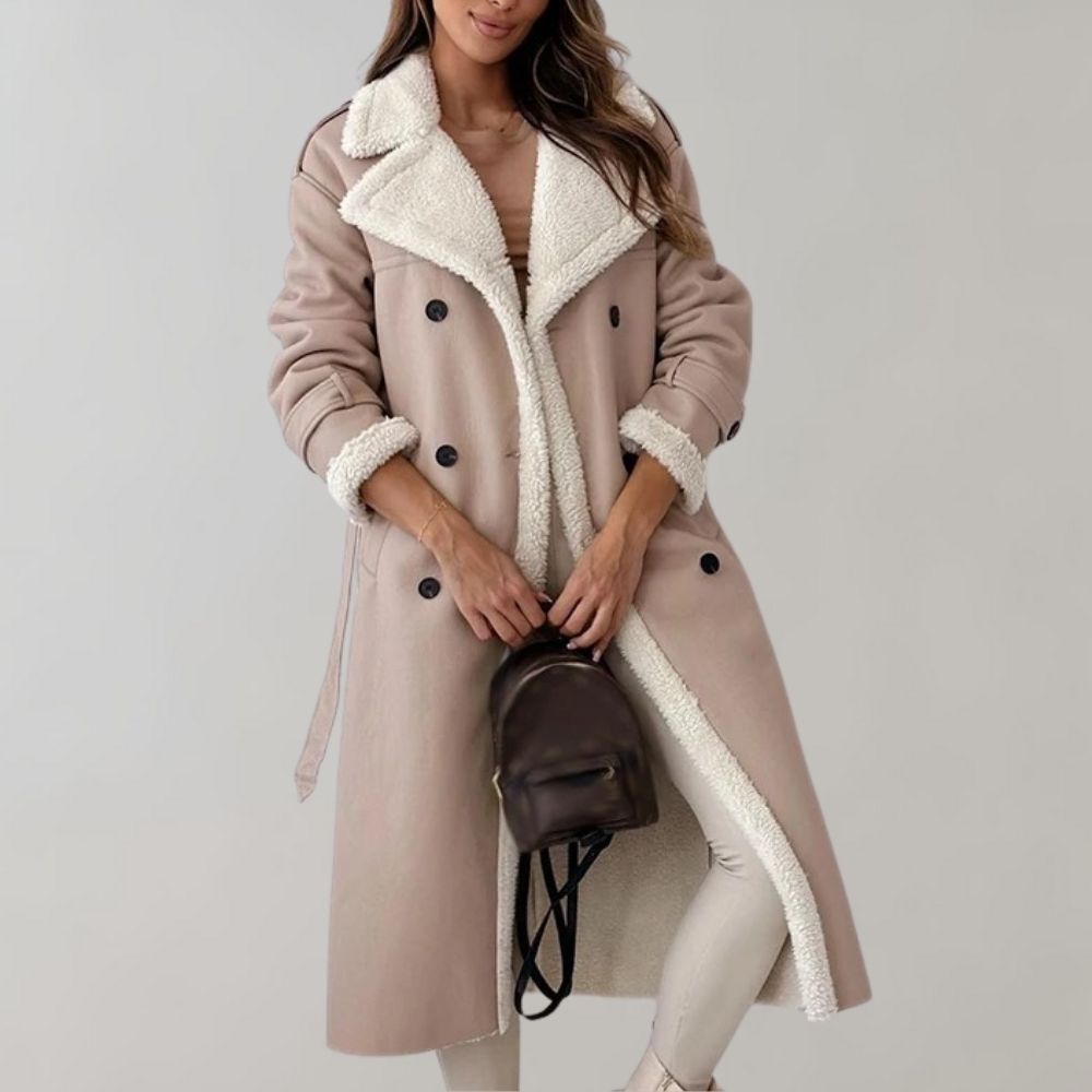 Diewke | Lange Dames Winterjas met Imitatiebont – Elegant & Warm