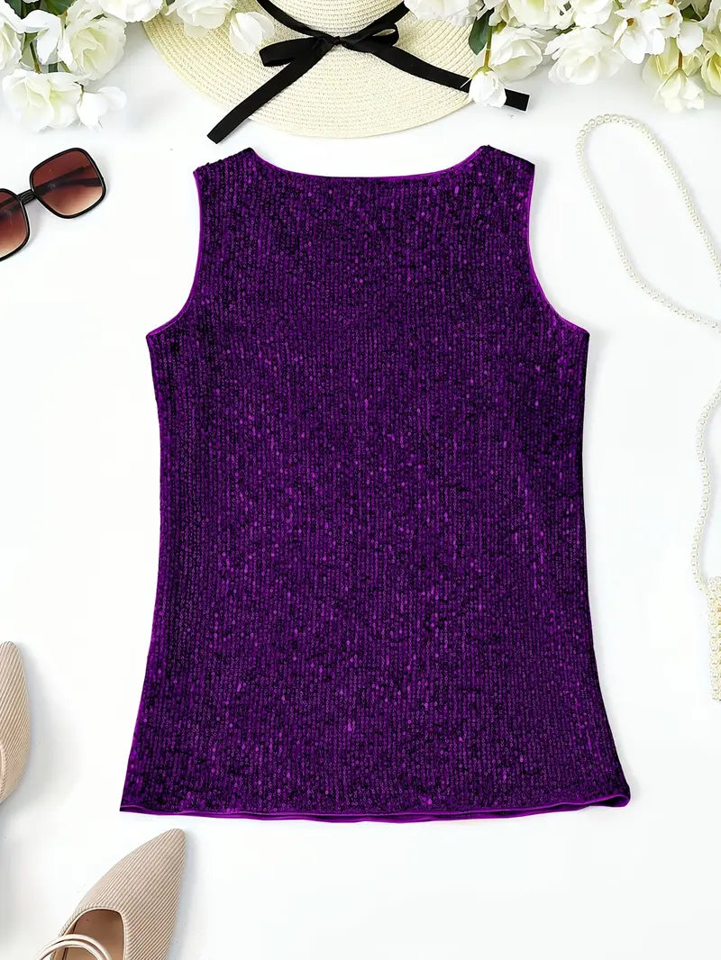 V-Hals Glitter Pailletten Top