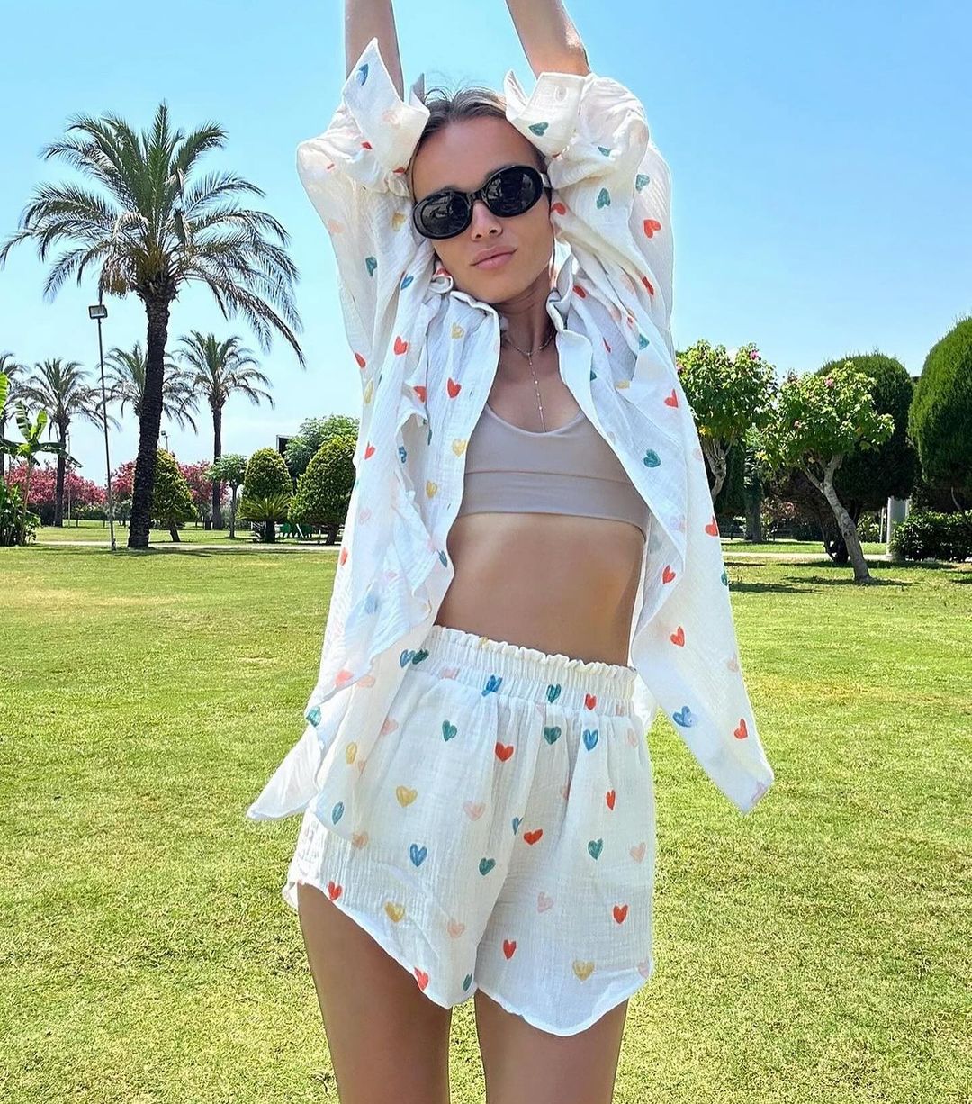 Jenika | Loungewear Set van Katoen met Hartjes Print - Zomers & Stijlvol