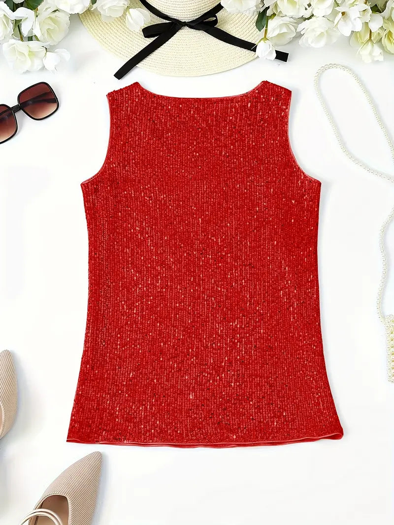 V-Hals Glitter Pailletten Top