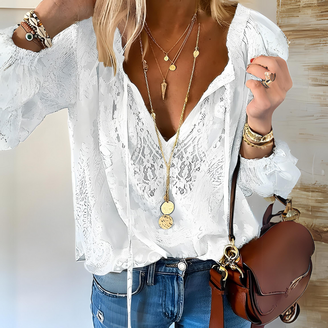 Kamilla | Boho Stijl Gehaakte Blouse met Losse Pasvorm