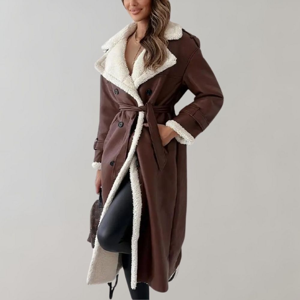 Diewke | Lange Dames Winterjas met Imitatiebont – Elegant & Warm