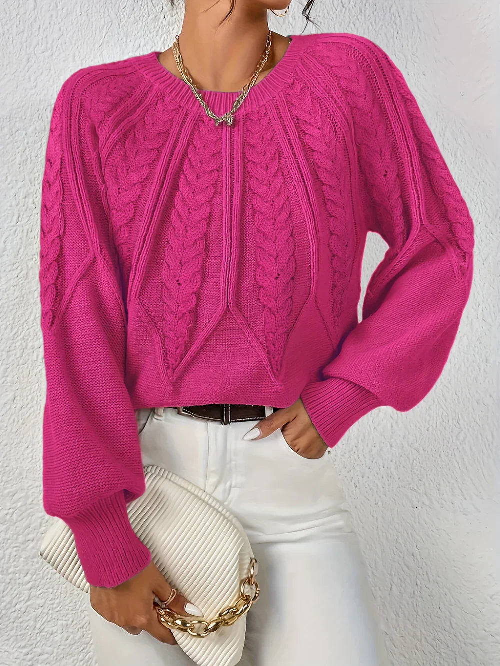 Sondra | Dames Gebreide Trui – Kabelpatroon – Zacht & Warm