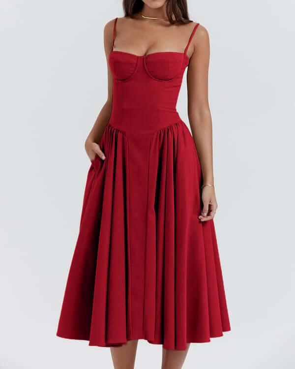 Stijlvolle Midi Jurk met Corset