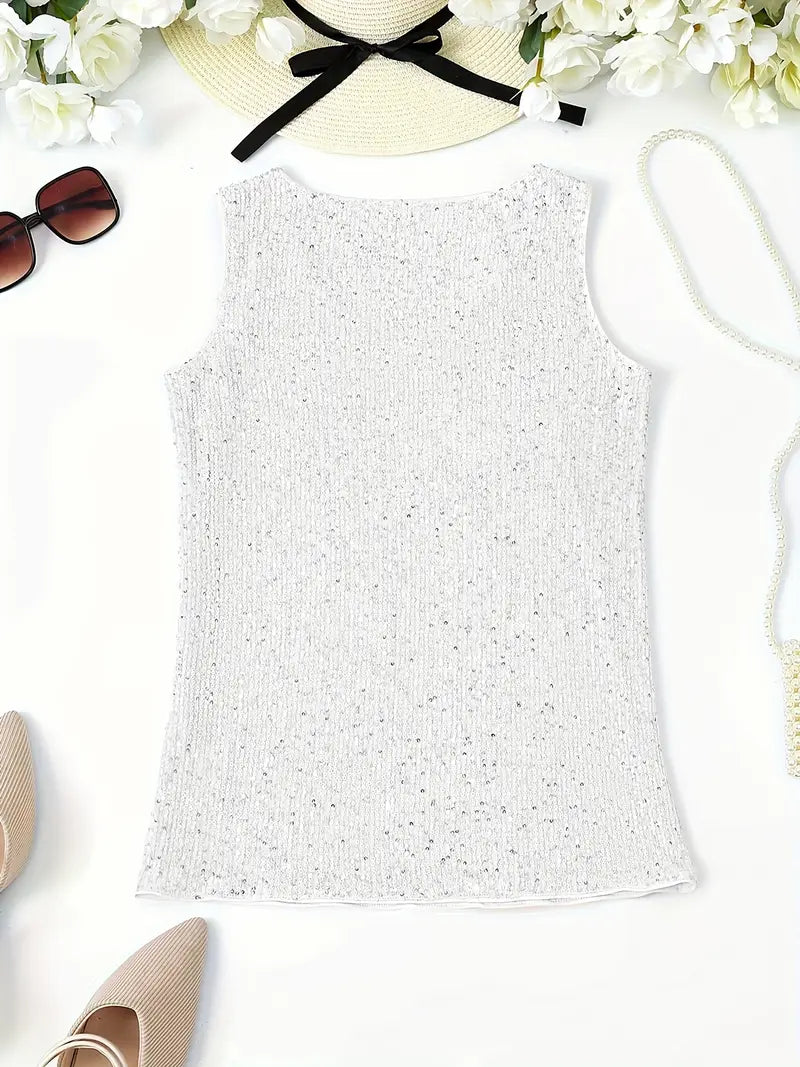 V-Hals Glitter Pailletten Top