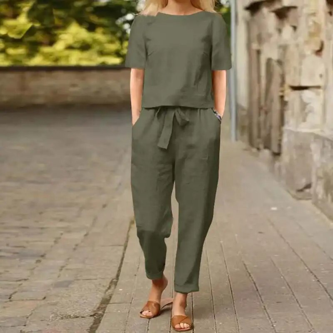 Comfortabele Tweedelige Linnen Set voor Dames