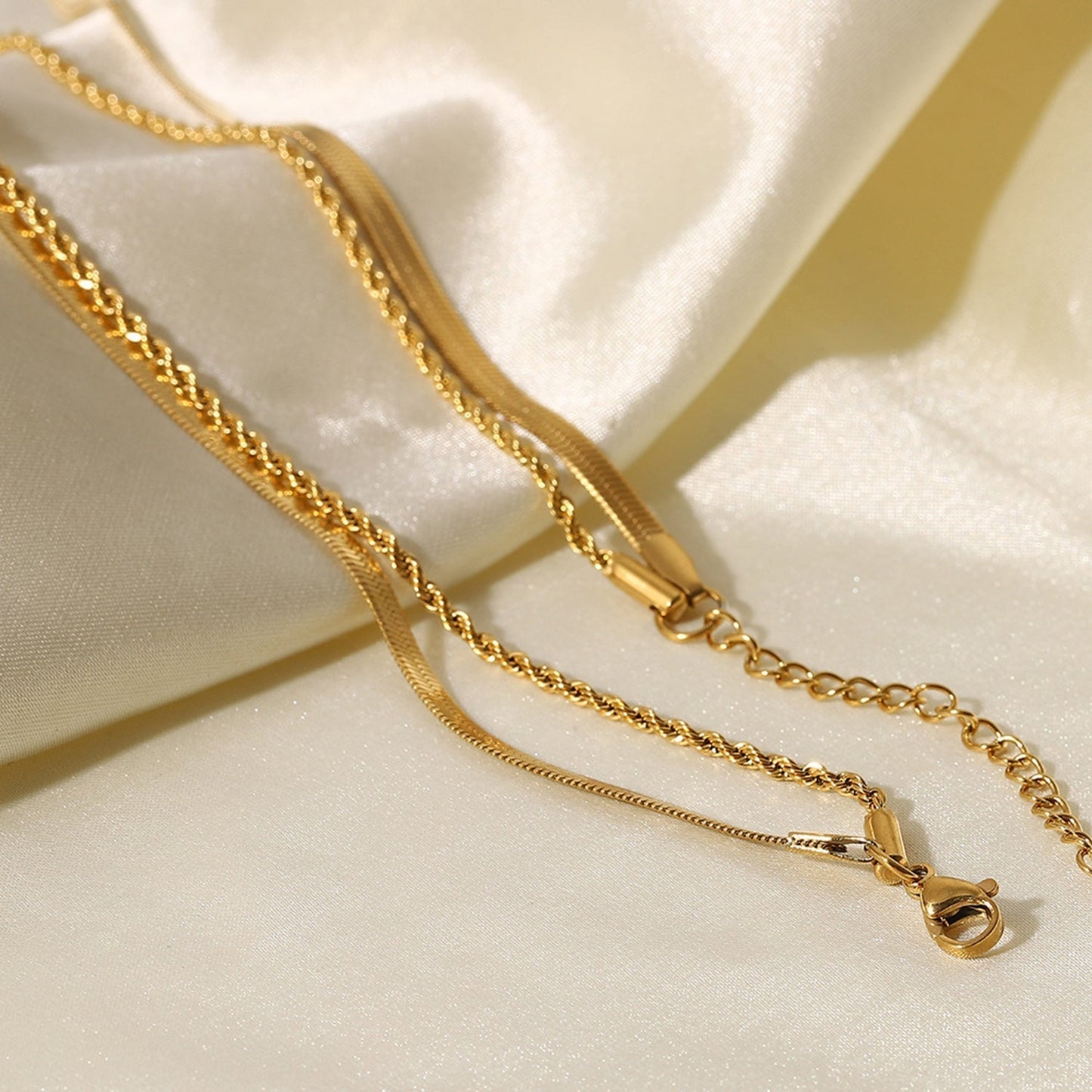 Maree | Gelaagde Gouden Ketting met Dubbele Schakel