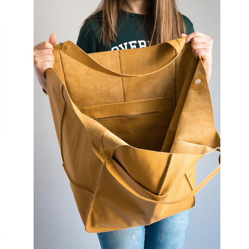 Oversized Leren Vintage Schoudertas