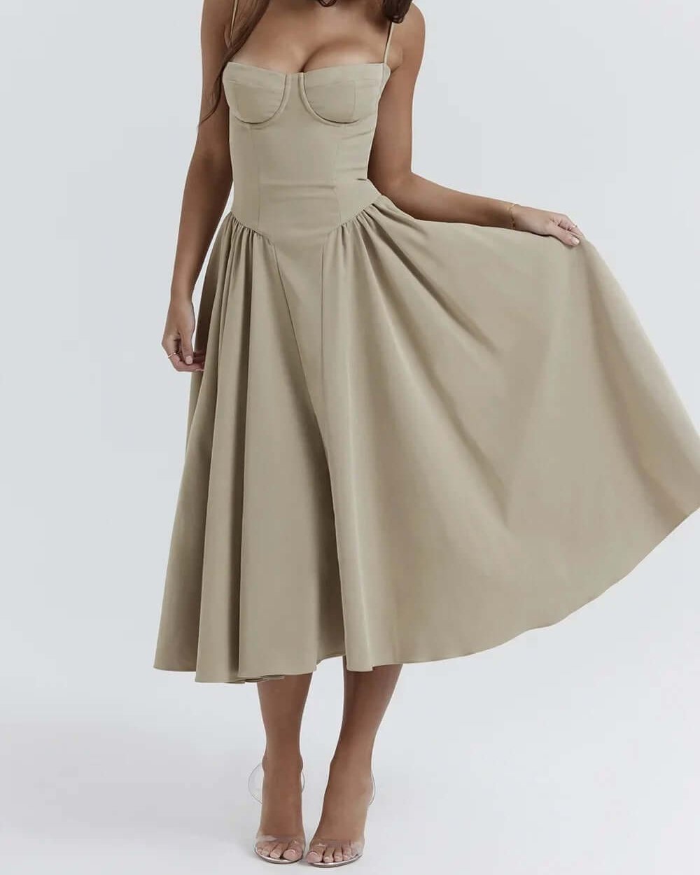 Stijlvolle Midi Jurk met Corset