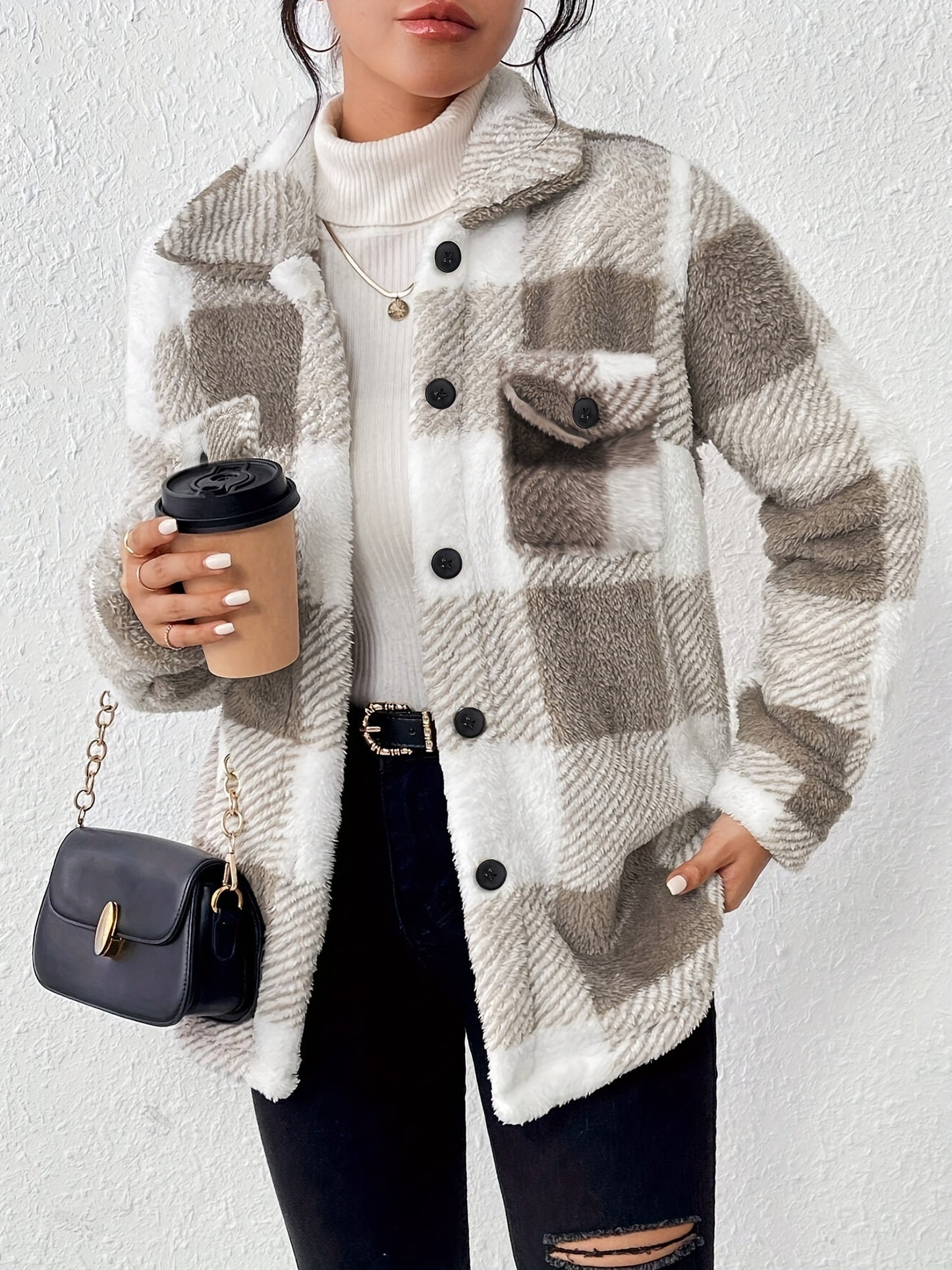 Ciska | Fleece Tussenjas met Blokpatroon Dames – Warm & Comfortabel