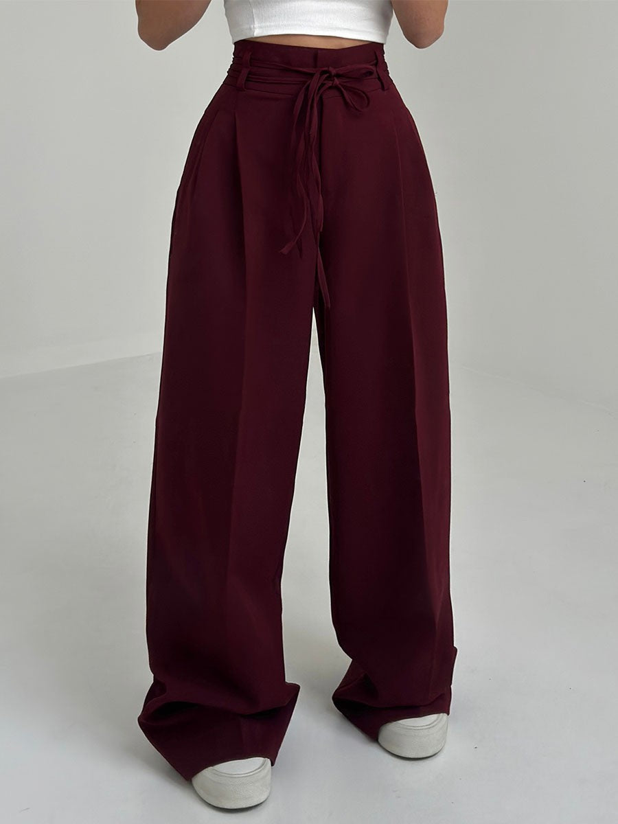 Margy | Hoge Taille Pantalon met Wijde Pijpen - Stretch Stof Dames