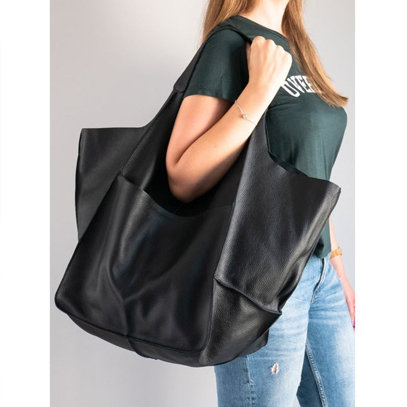 Oversized Leren Vintage Schoudertas