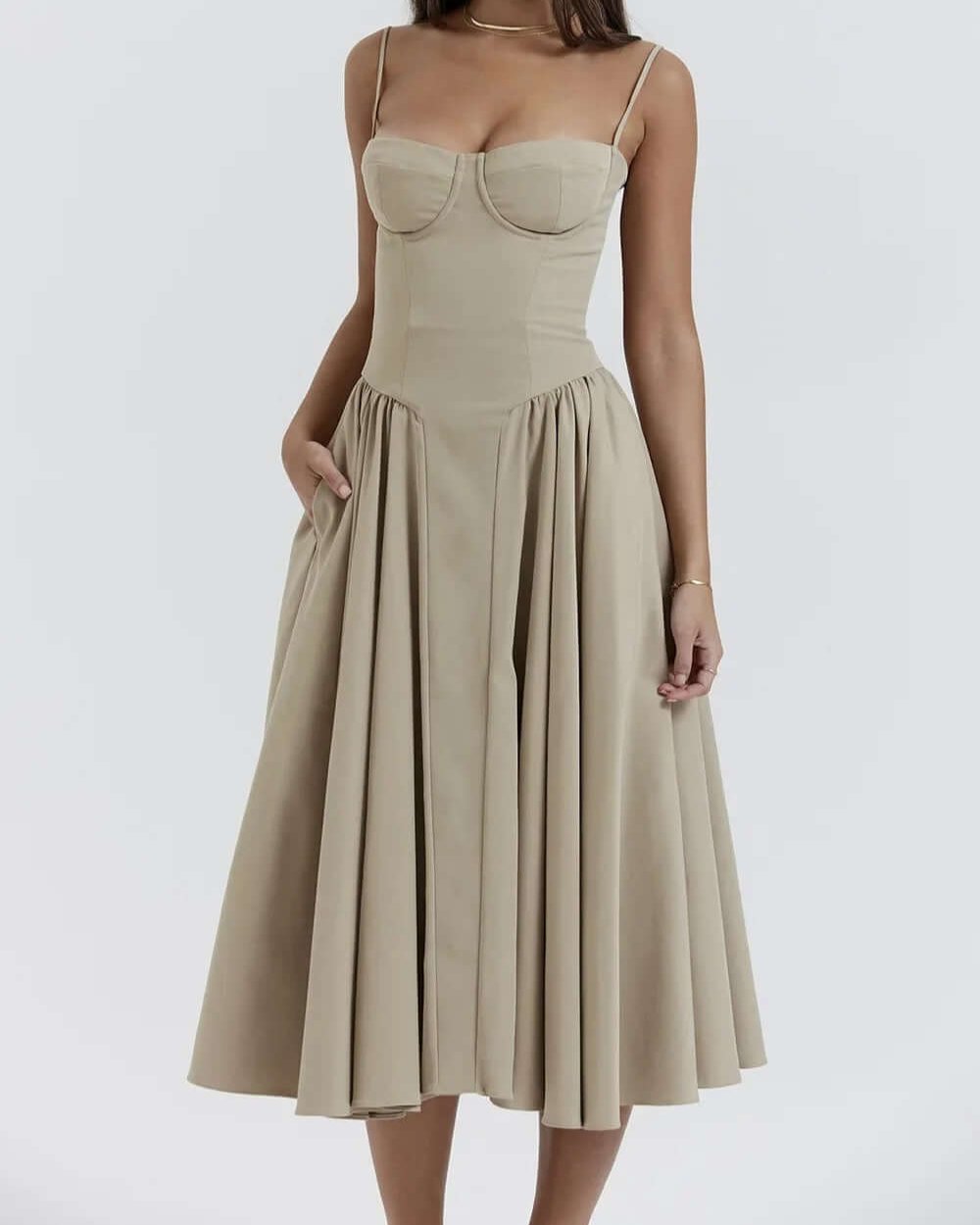 Stijlvolle Midi Jurk met Corset