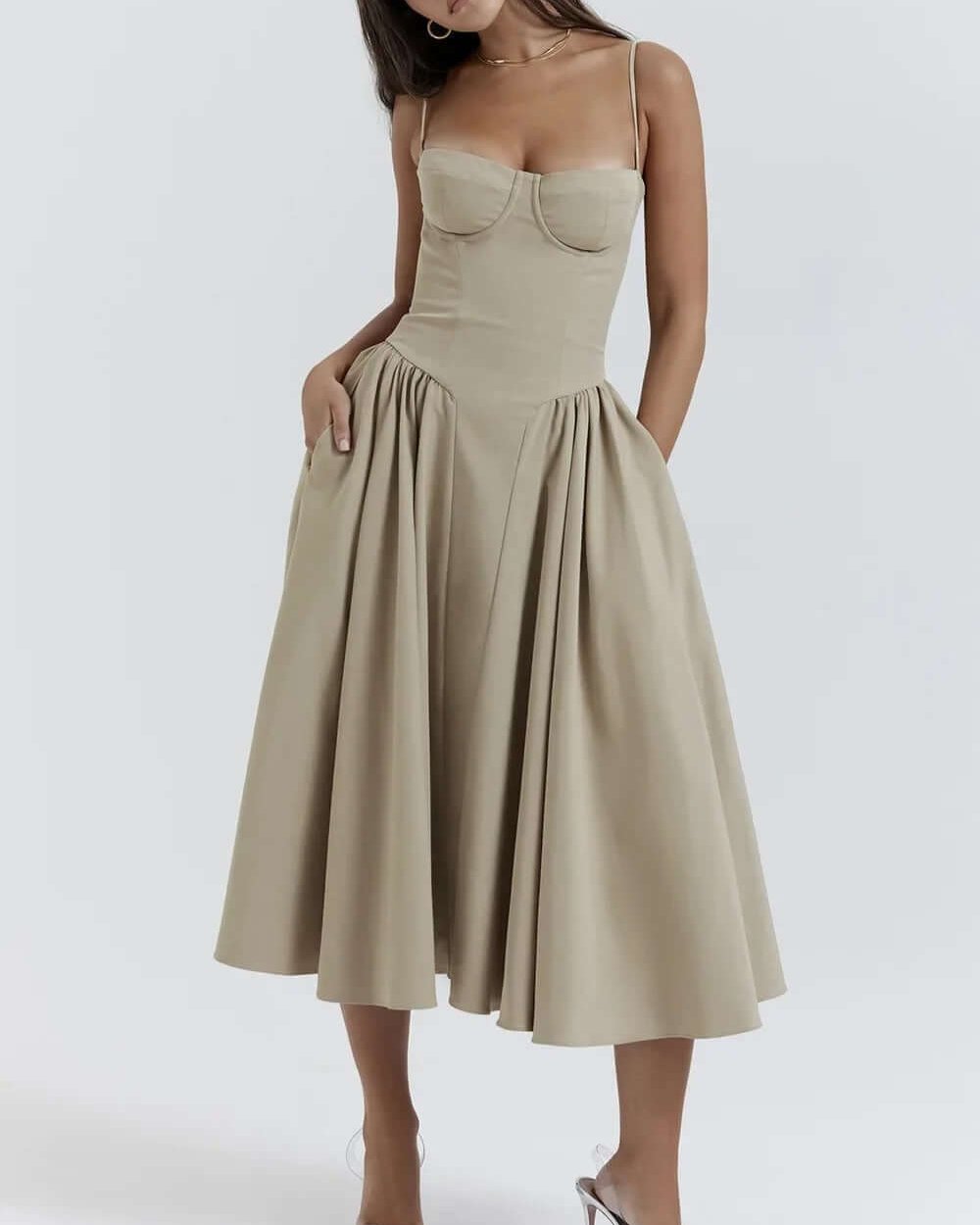 Stijlvolle Midi Jurk met Corset