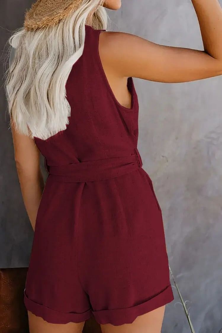 Pien | Playsuit met V-hals en Strik Ceintuur