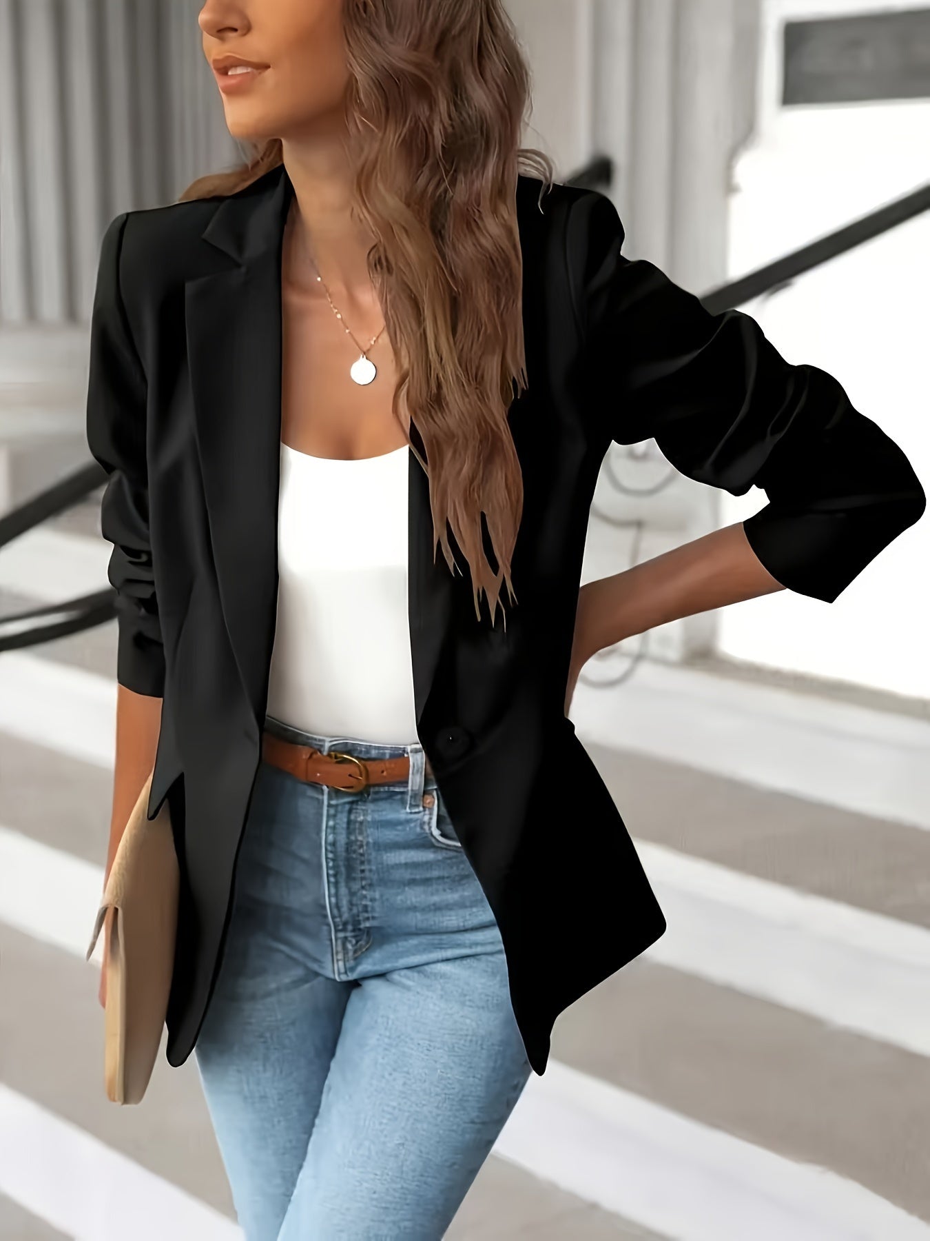Bernita | Suède-look Dames Blazer met Getailleerde Pasvorm