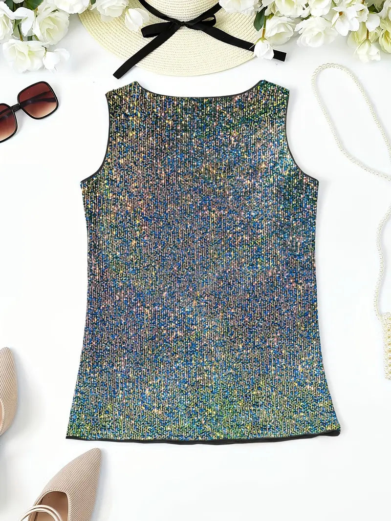 V-Hals Glitter Pailletten Top