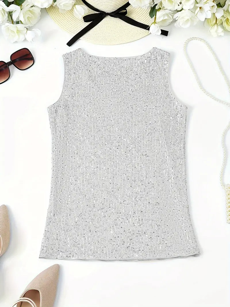 V-Hals Glitter Pailletten Top