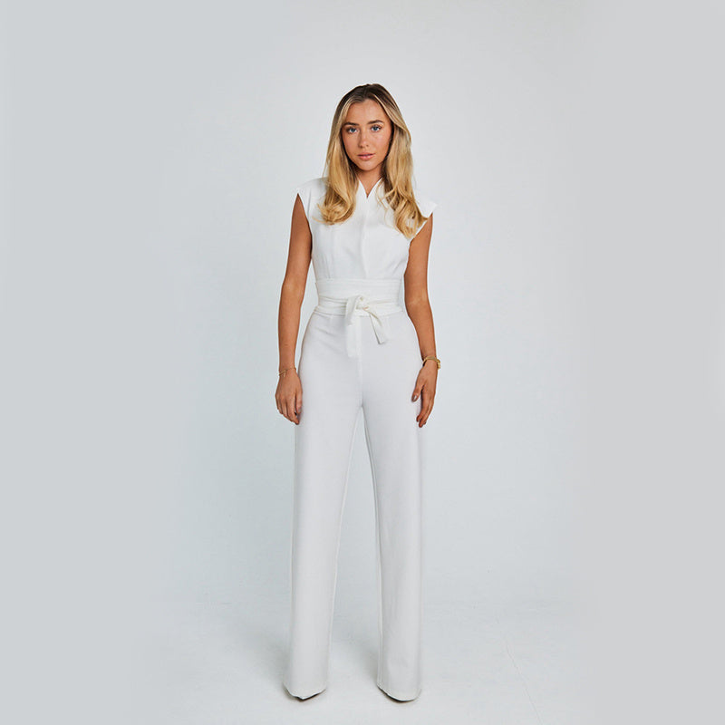 Roselin | Elegante Mouwloze Jumpsuit met Strikceintuur