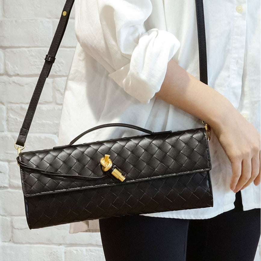 Leora | Luxe Schoudertas - Woven Clutch