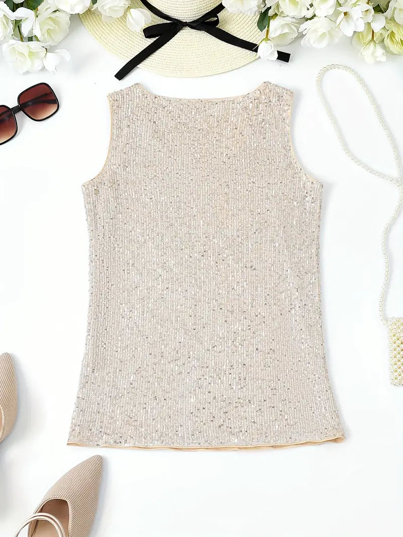 V-Hals Glitter Pailletten Top