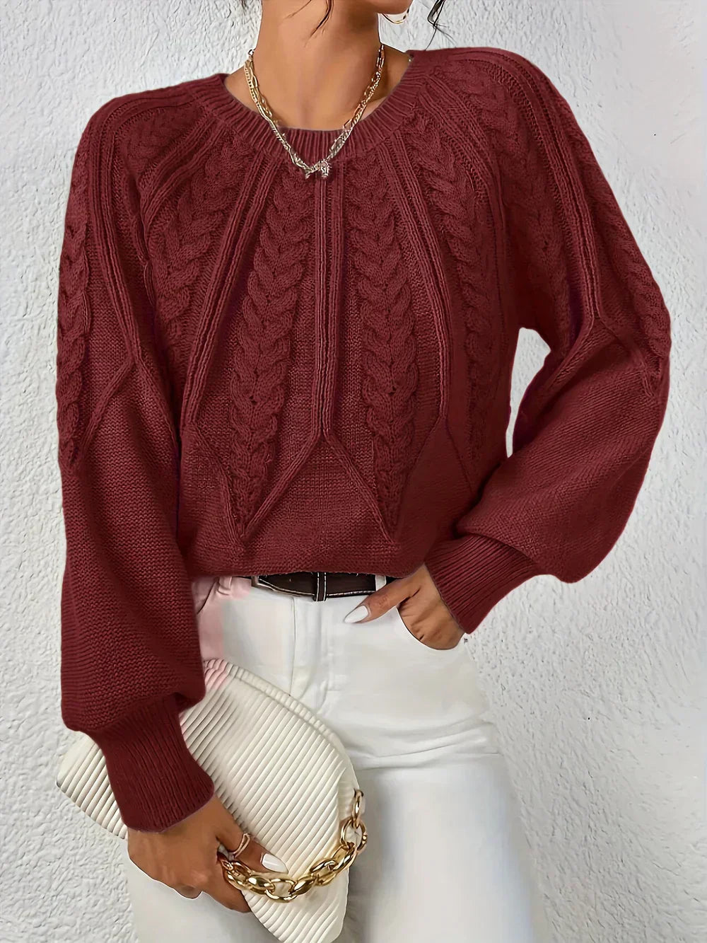 Sondra | Dames Gebreide Trui – Kabelpatroon – Zacht & Warm